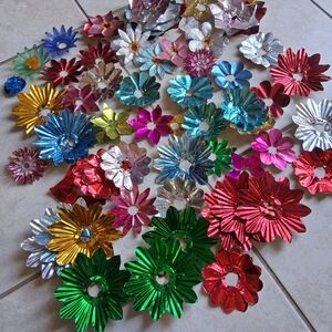 Vintage Christmas Tree Light Bulb Reflectors Aluminum Foil Stars & Flowers